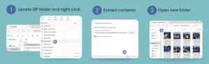 instructions on how to extract campaign assets after downloading the ZIP files 